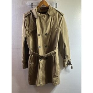 VTG Larini Beige Trench Coat Zip Out Lined Jacket Lined Button 16 Belt
